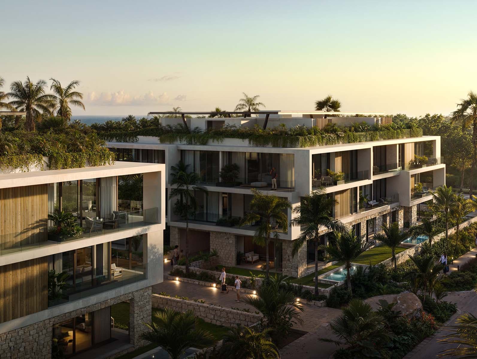 Render del acceso al desarrollo Bakabá en Playacar Fase II