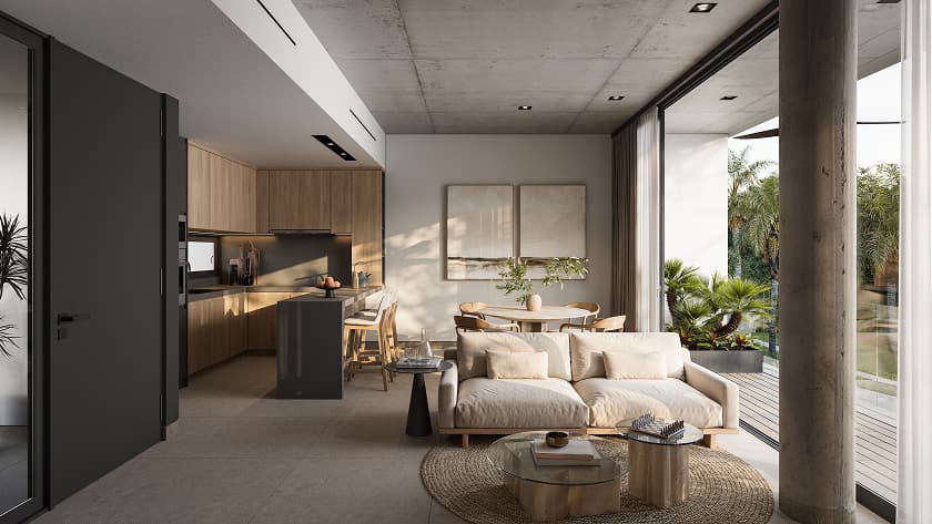 Render interior de una recámara secundaria en Bakabá