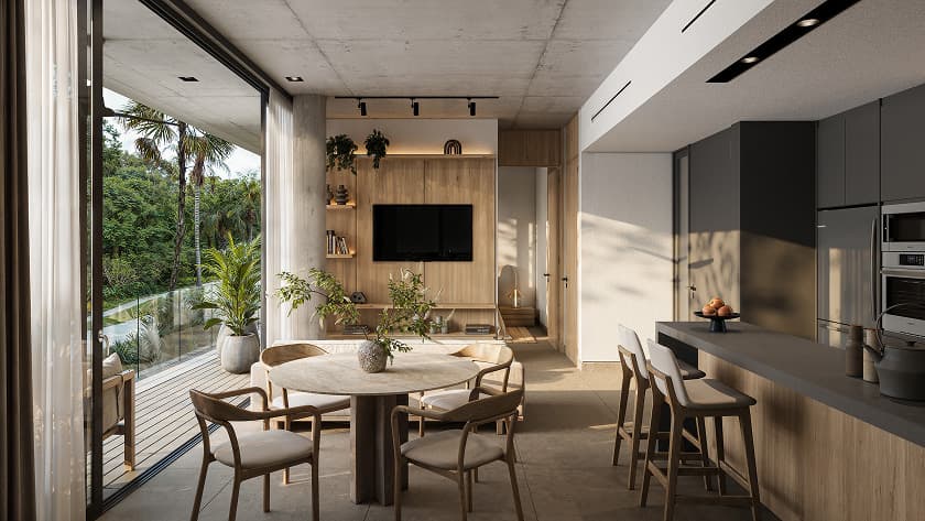 Render interior del baño de un departamento en Bakabá